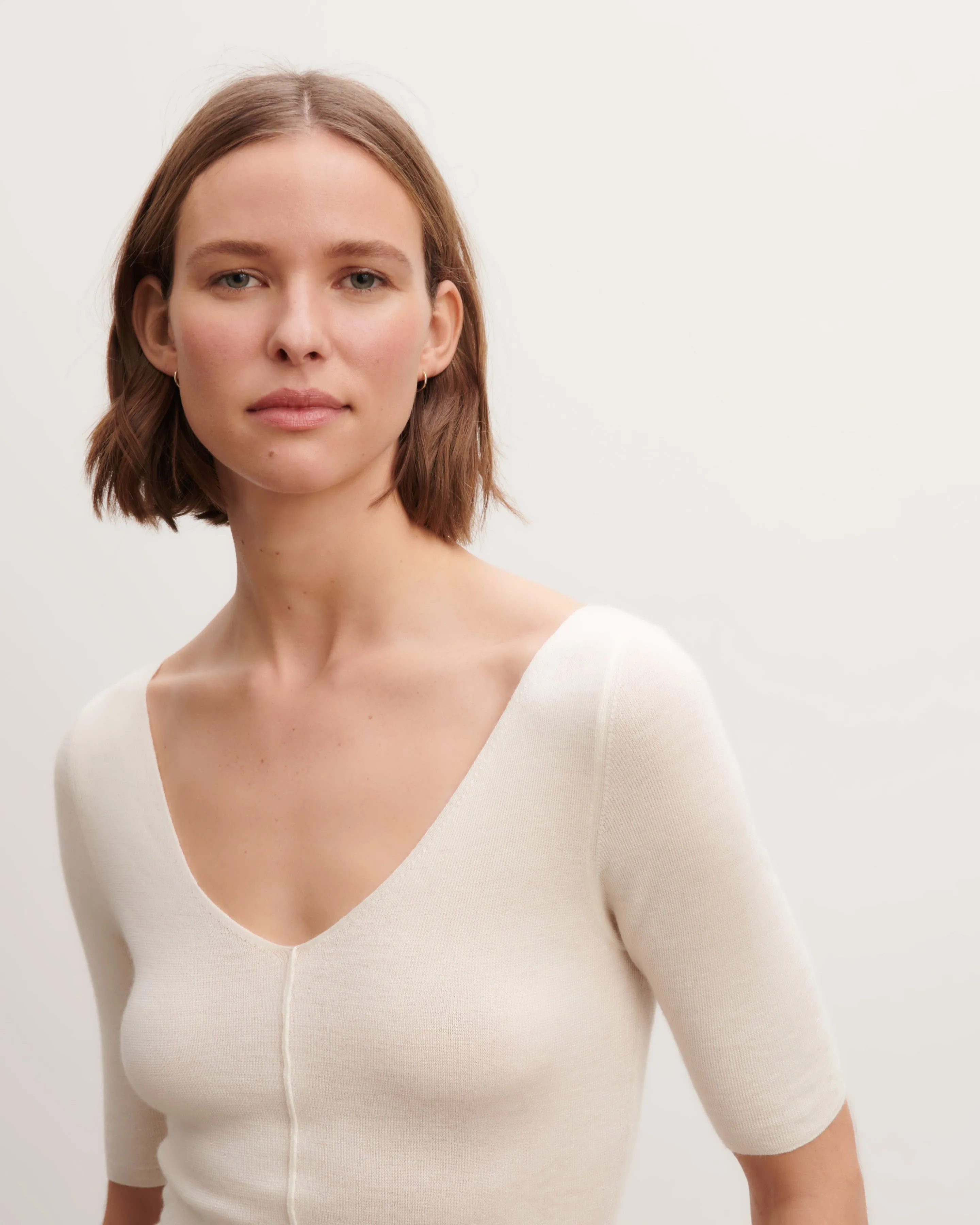 Extrafine short-sleeved V-neck jumper Eric Bompard