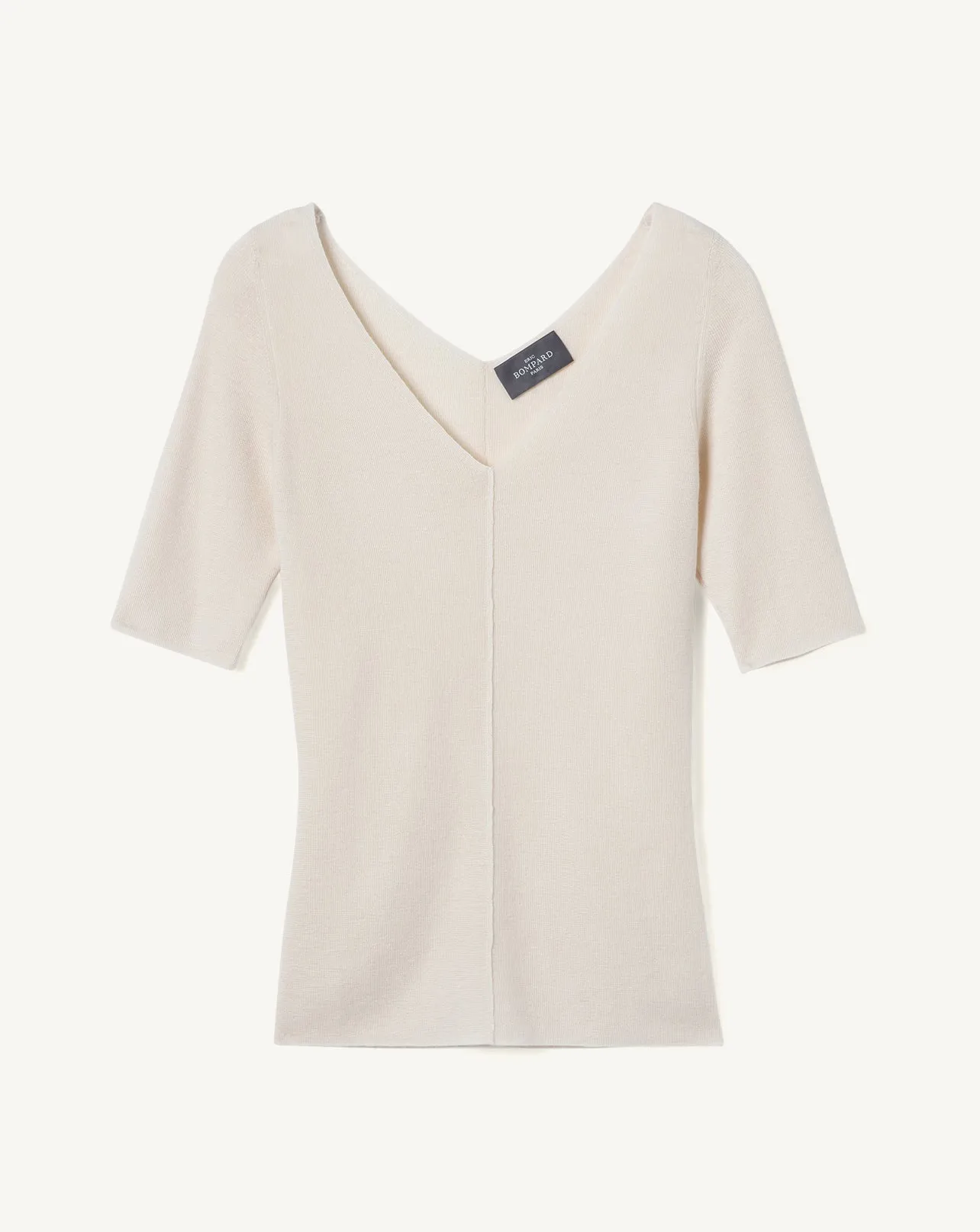 Extrafine short-sleeved V-neck jumper Eric Bompard