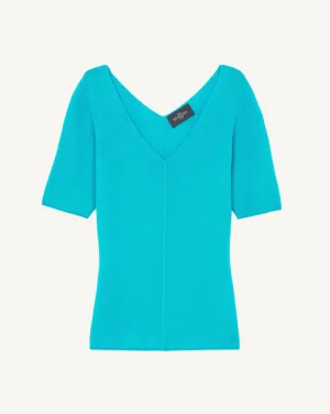 Extrafine short-sleeved V-neck jumper Eric Bompard