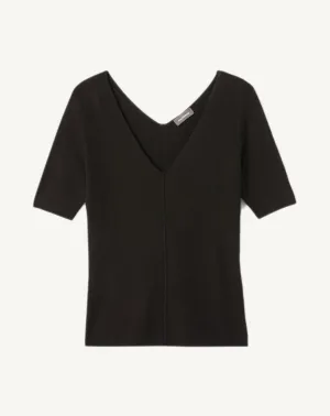 Extrafine short-sleeved V-neck jumper Eric Bompard