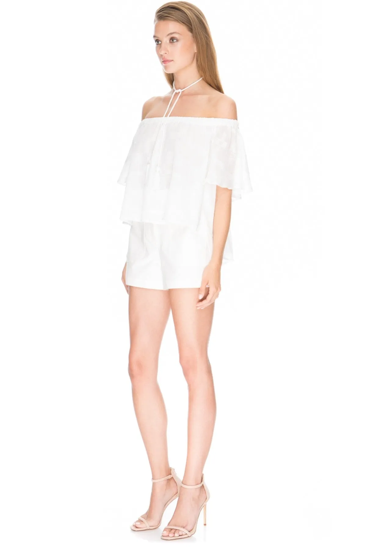Finders Keepers The Label WOMENS BETTER DAYS RUFFLE TOP CLOUD
