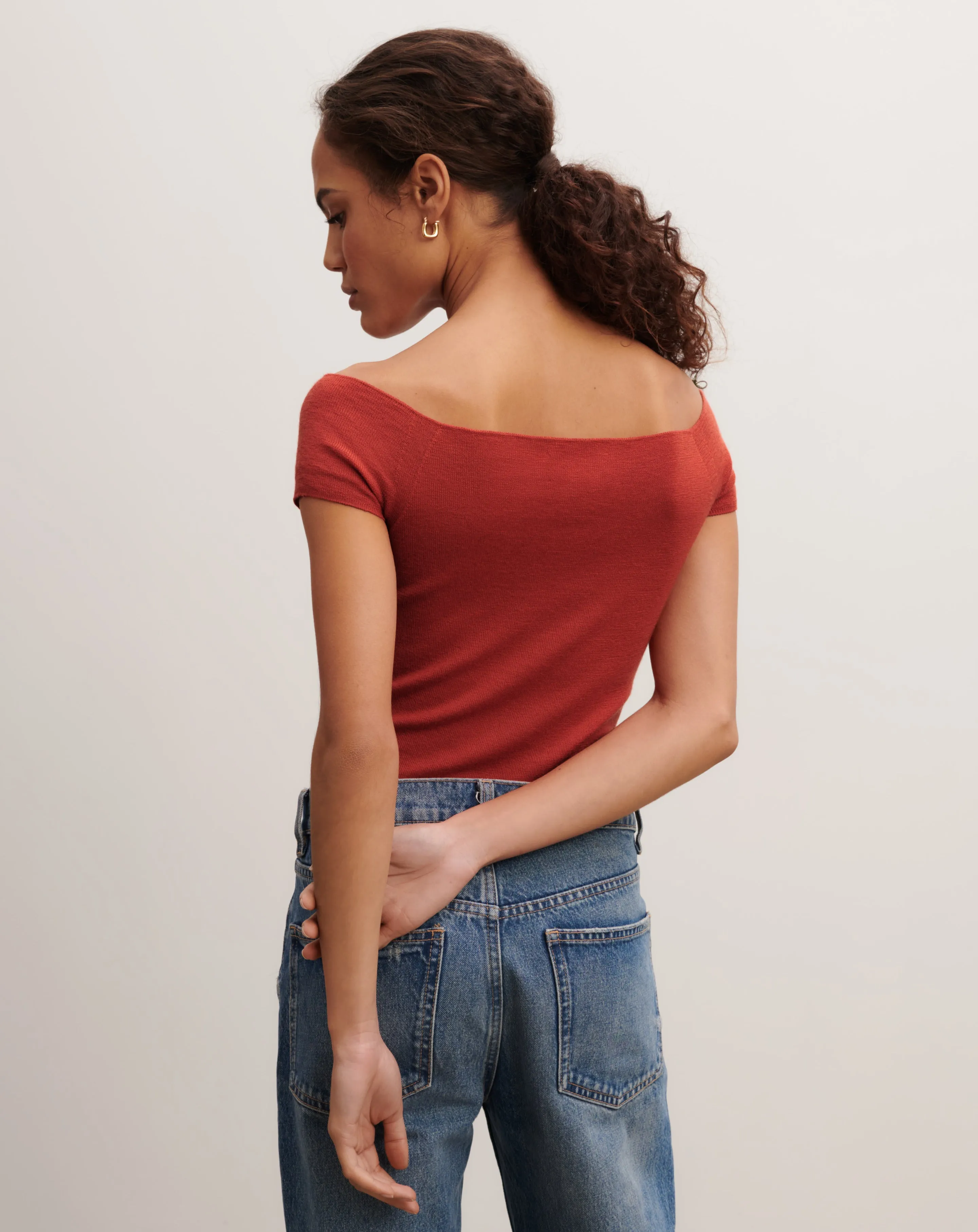 Fitted top in plain knit Eric Bompard