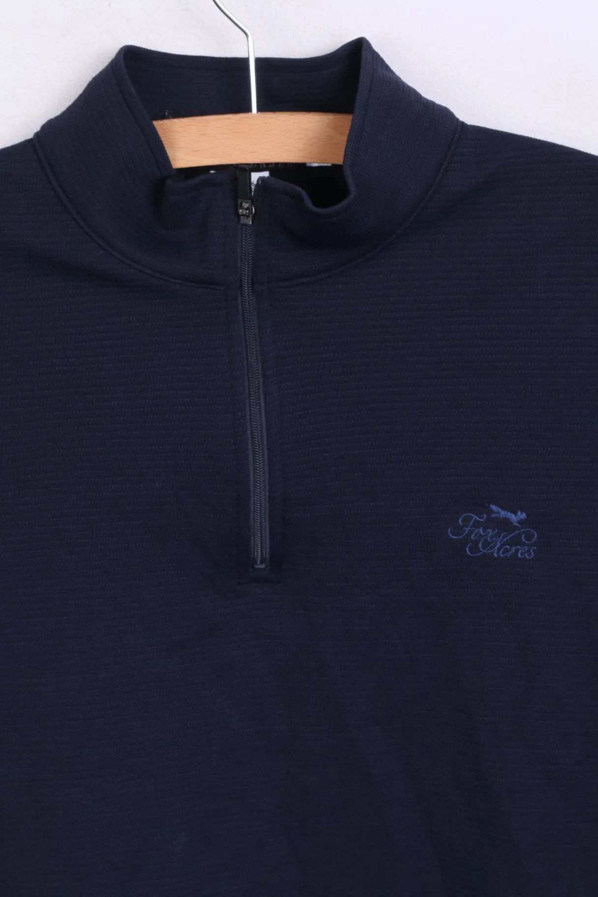 Fox Acres Womens S Shirt Nylon Long Sleeve Navy Zip Neck Stand Up Collar