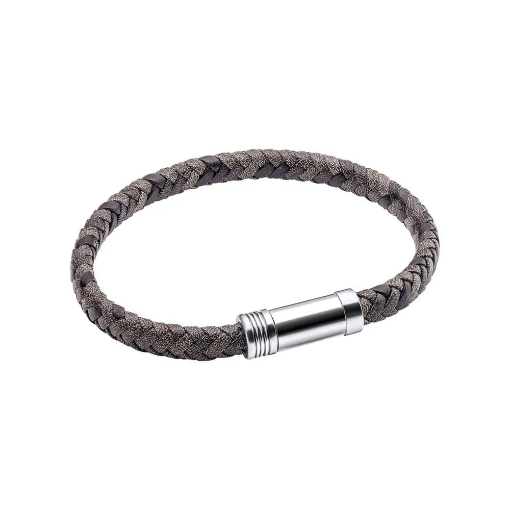 Fred Bennett Antique Grey Leather Mens Bracelet B5276