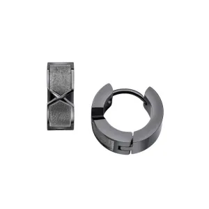Fred Bennett Gunmetal Stainless Steel Chevron Huggie Hoop Earrings E6396