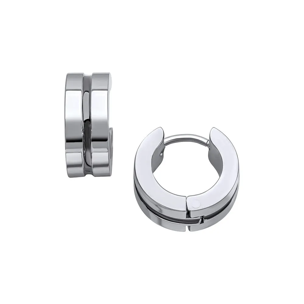 Fred Bennett Stainless Steel Huggie Hoop Earrings E6397
