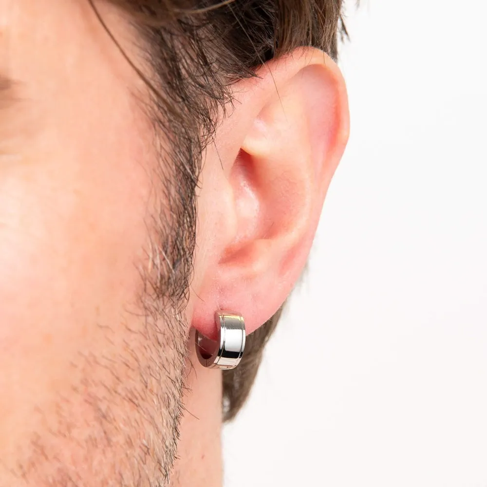 Fred Bennett Stainless Steel Huggie Hoop Earrings E6567