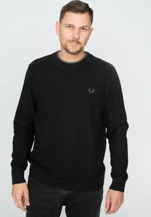 Fred Perry - Textured Crew Neck Jumper Black - Pullover