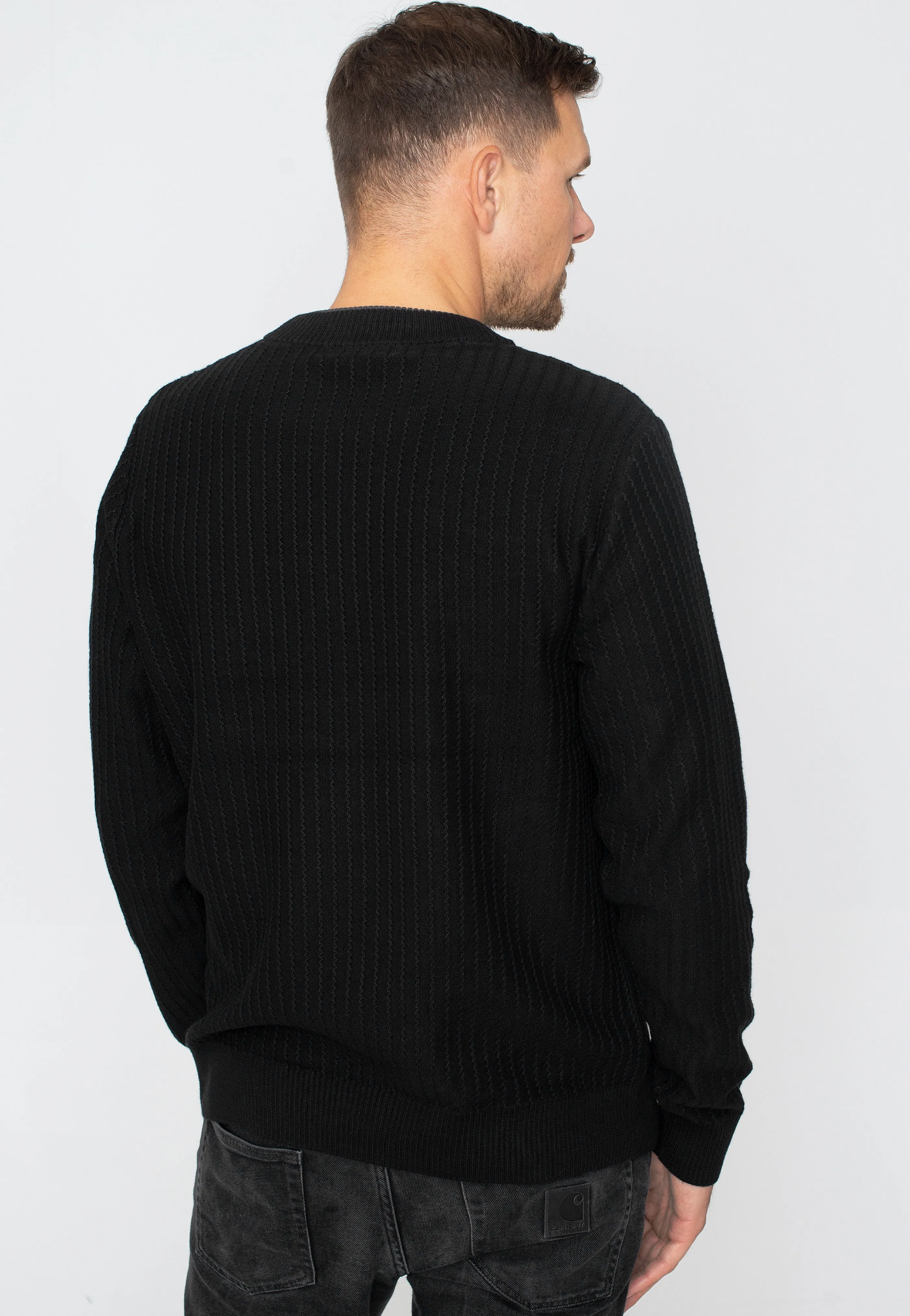 Fred Perry - Textured Crew Neck Jumper Black - Pullover