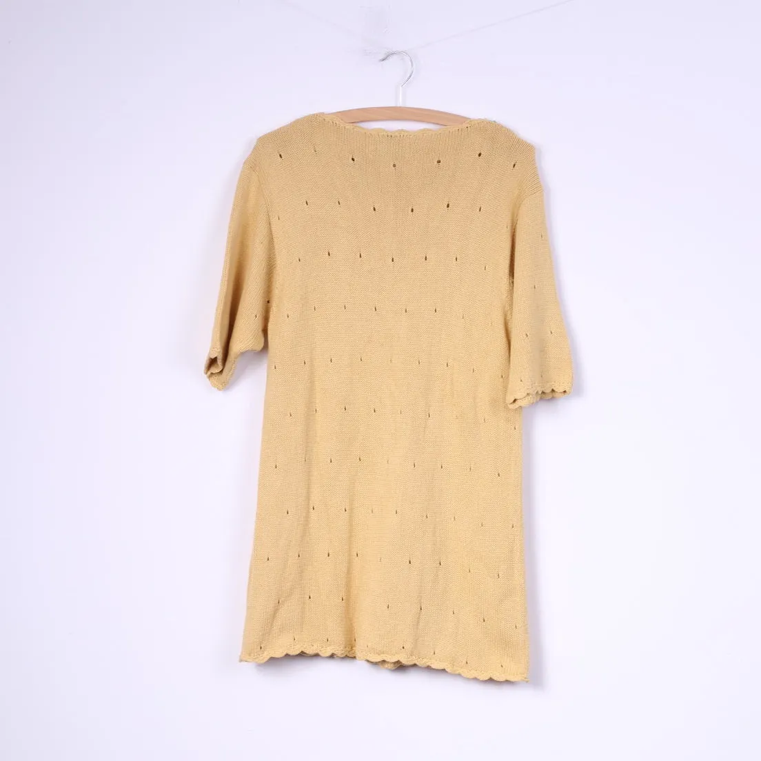 Freebody Womens S Sweater Knitwear Yellow Top Short Sleeve