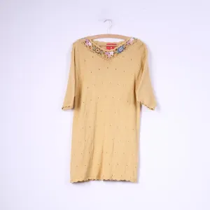 Freebody Womens S Sweater Knitwear Yellow Top Short Sleeve