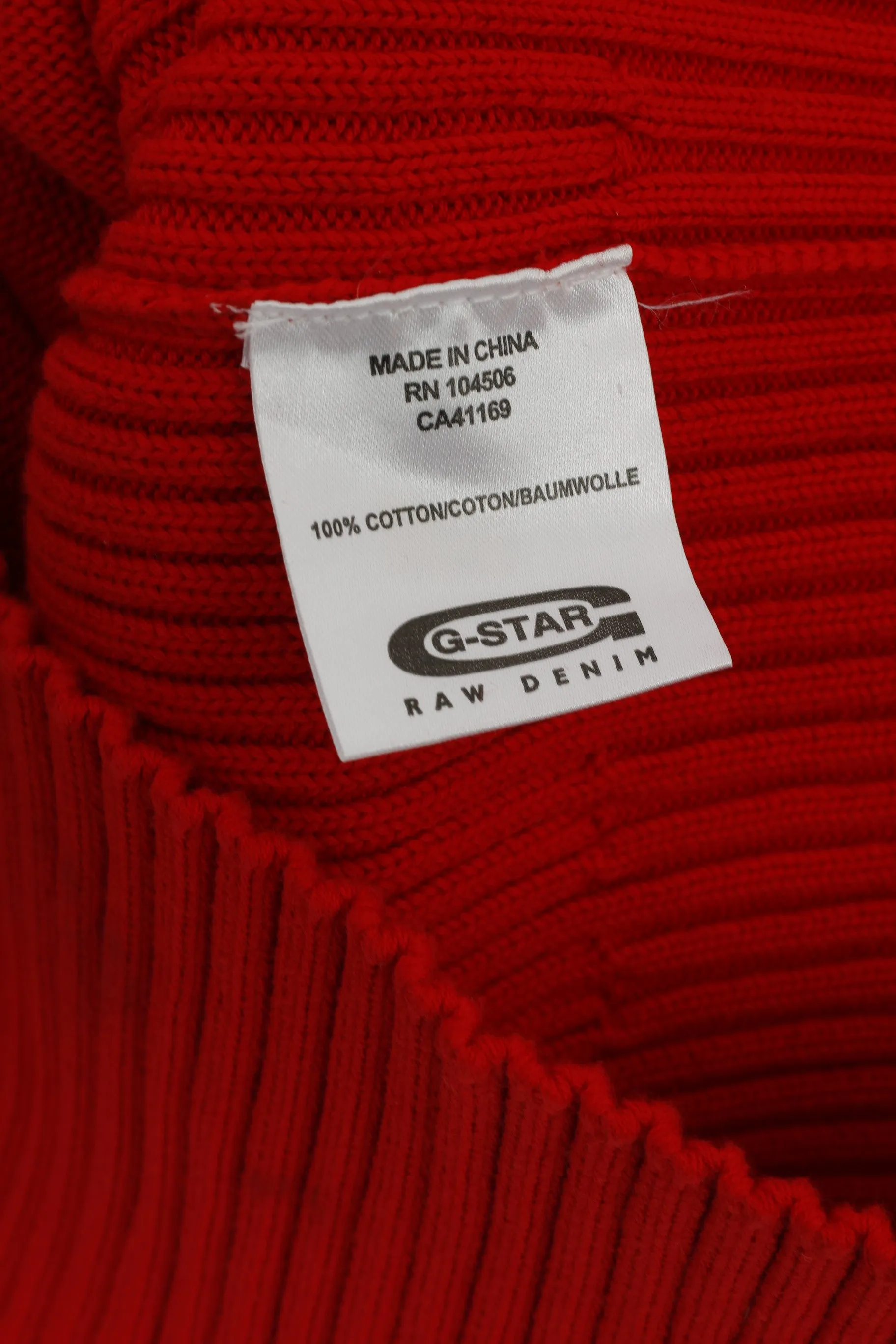 G-Star Raw Men L (M) Jumper Red Cotton Stretch Crew Neck Classic Logo Sweater
