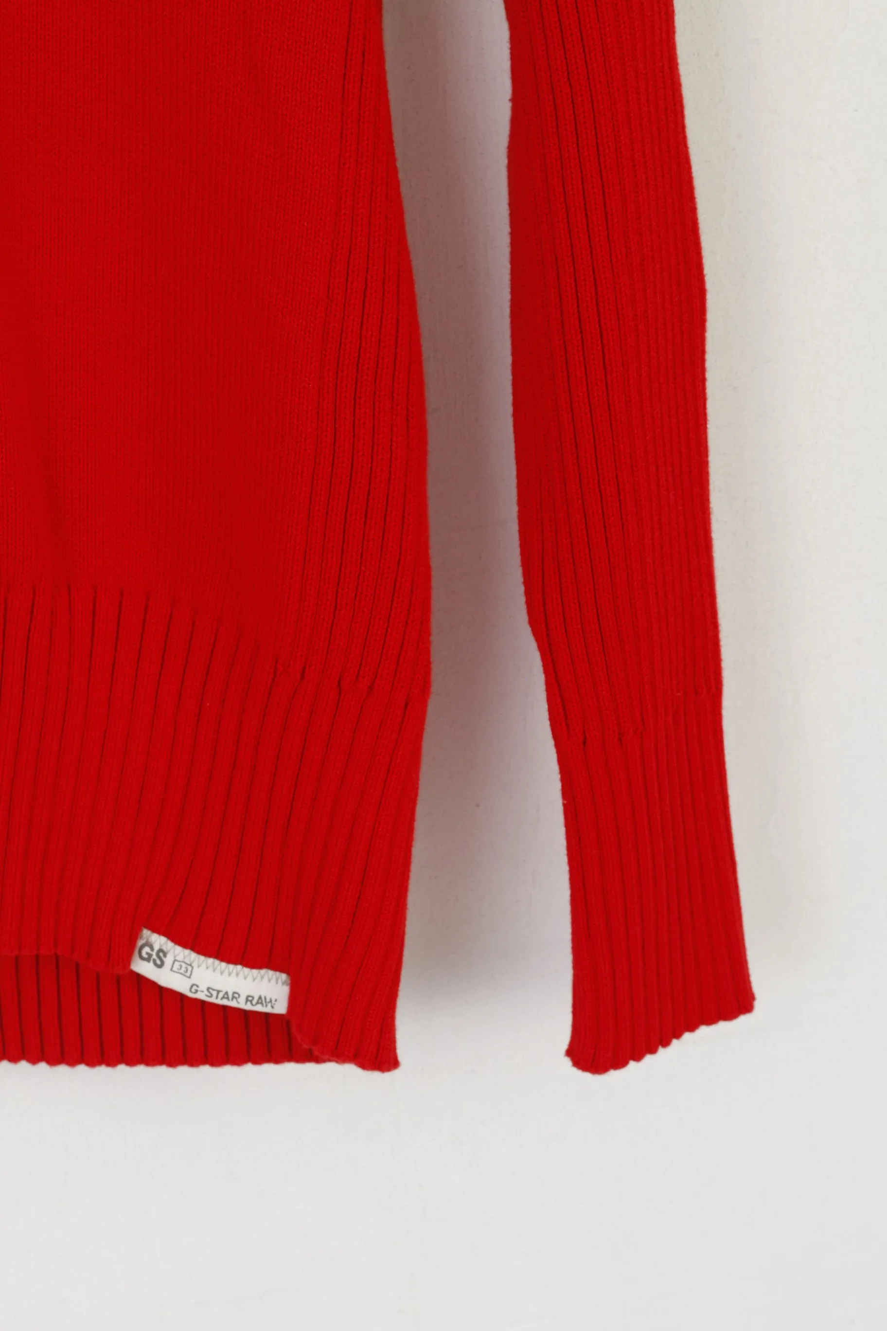 G-Star Raw Men L (M) Jumper Red Cotton Stretch Crew Neck Classic Logo Sweater