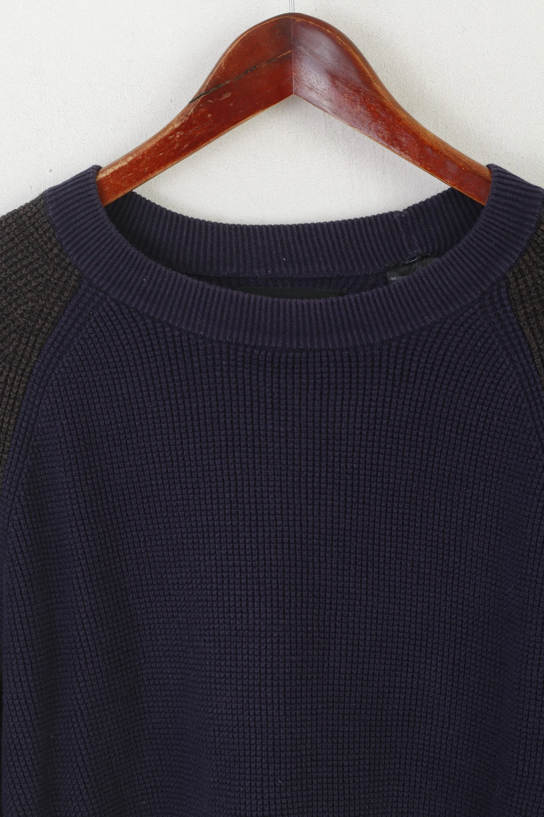 G-Star Raw Men M Jumper Navy Cotton Core Raglan Knit Crew Neck Classic Sweater