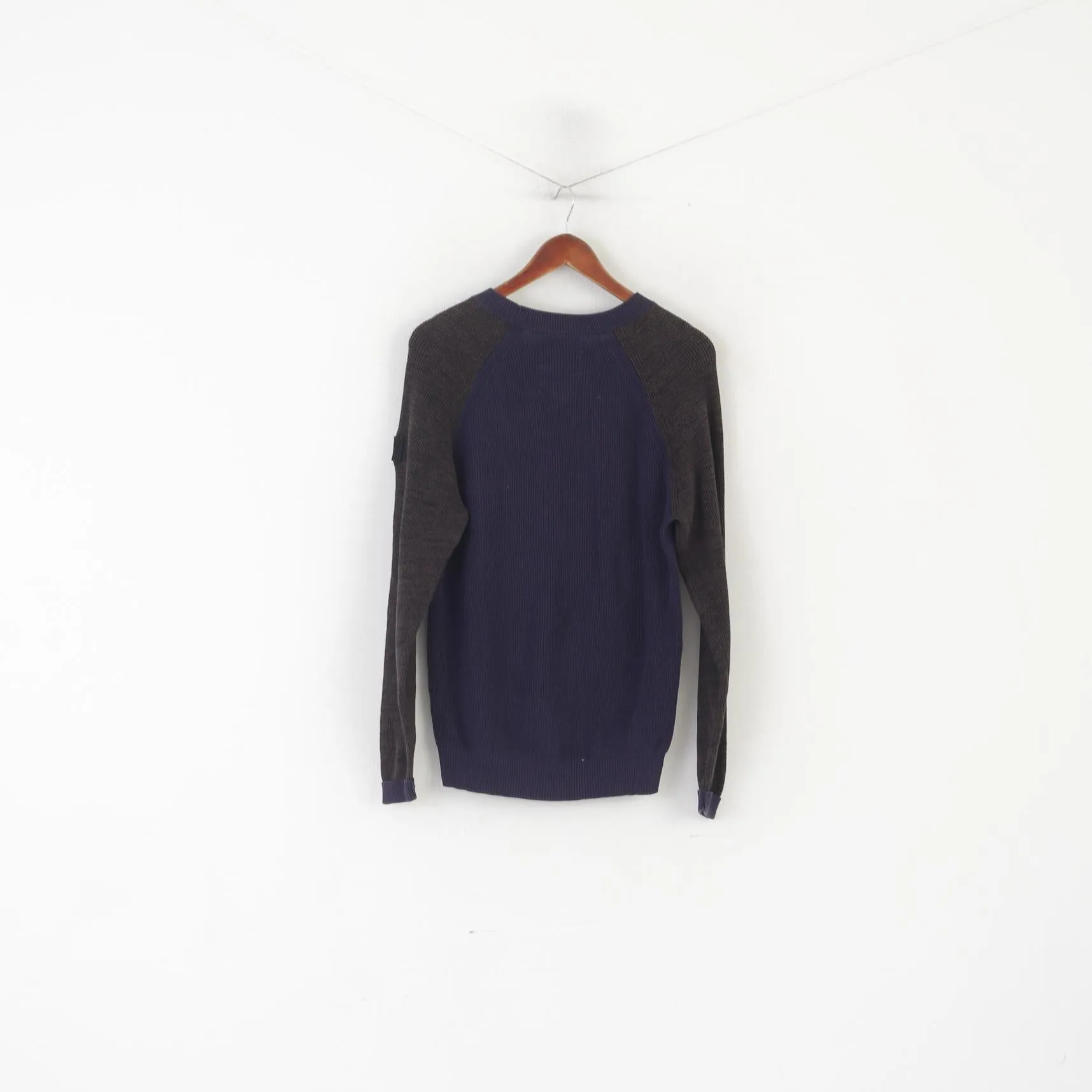 G-Star Raw Men M Jumper Navy Cotton Core Raglan Knit Crew Neck Classic Sweater