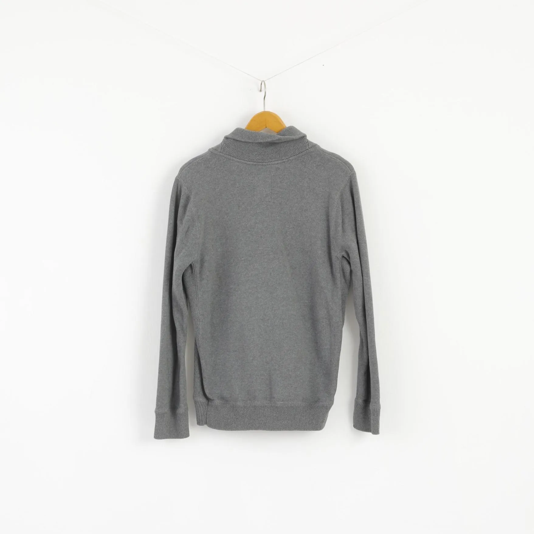 G-Star Raw Mens XL (L) Jumper Grey Cotton Sterling Shawl Coll Knit Sweater