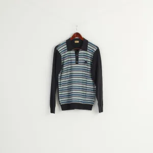 Gabicci Men L (M) Jumper Navy Striped Cotton Blend Collar Stretch Sweater