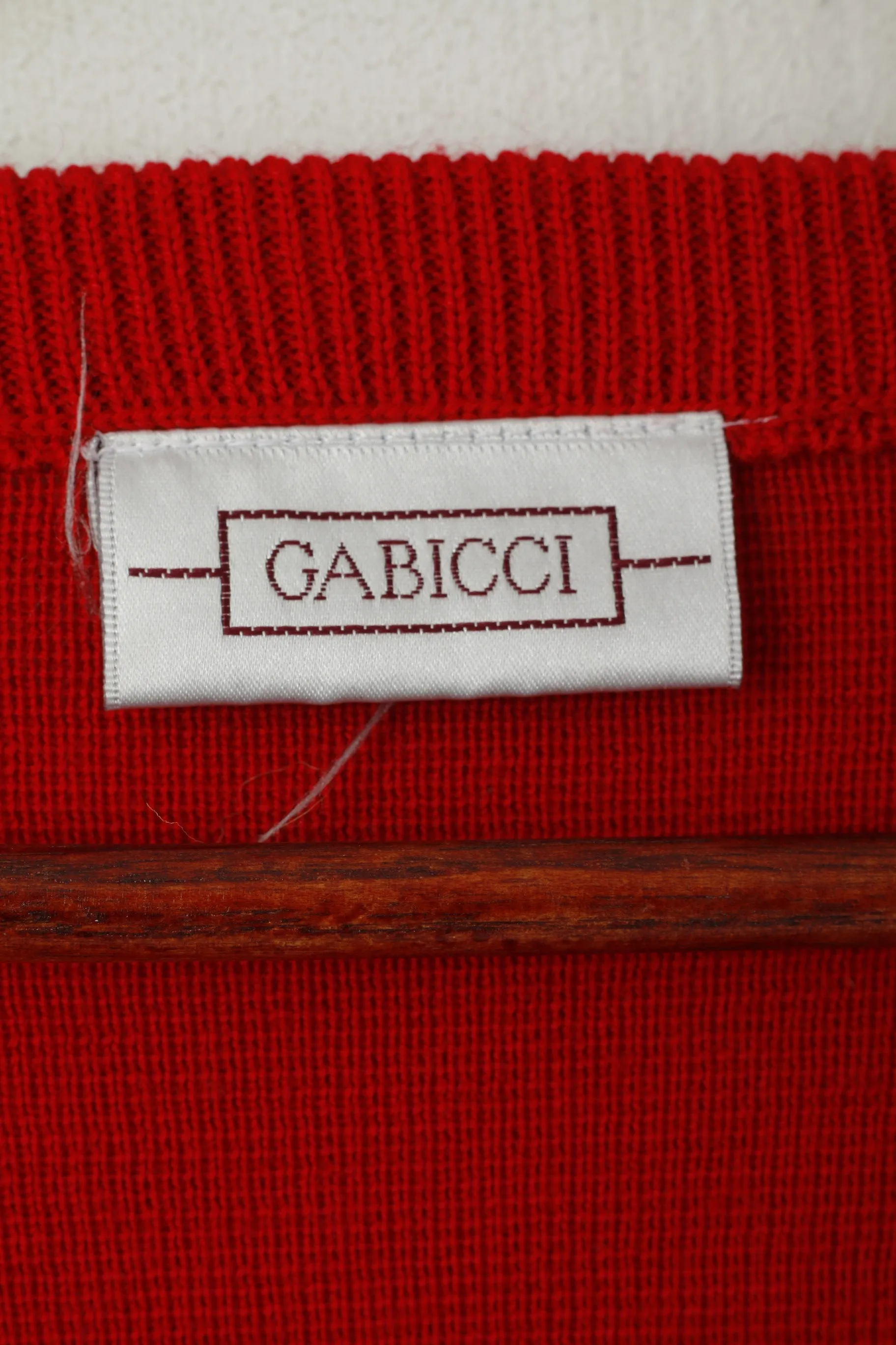 Gabicci Men XL Jumper Red Vintage Wool V Neck Striped Retro Sweater