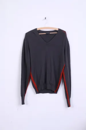 GALVIN GREEN Mens L Jumper Dark Grey V Neck Sweater