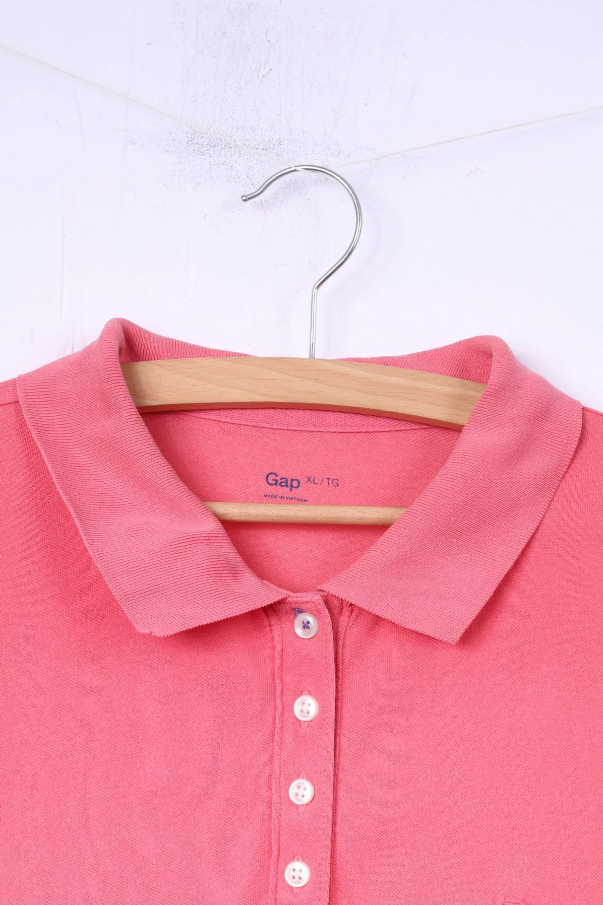 Gap Womens XL Polo Shirt Pink Cotton Buttons Deatiled Top