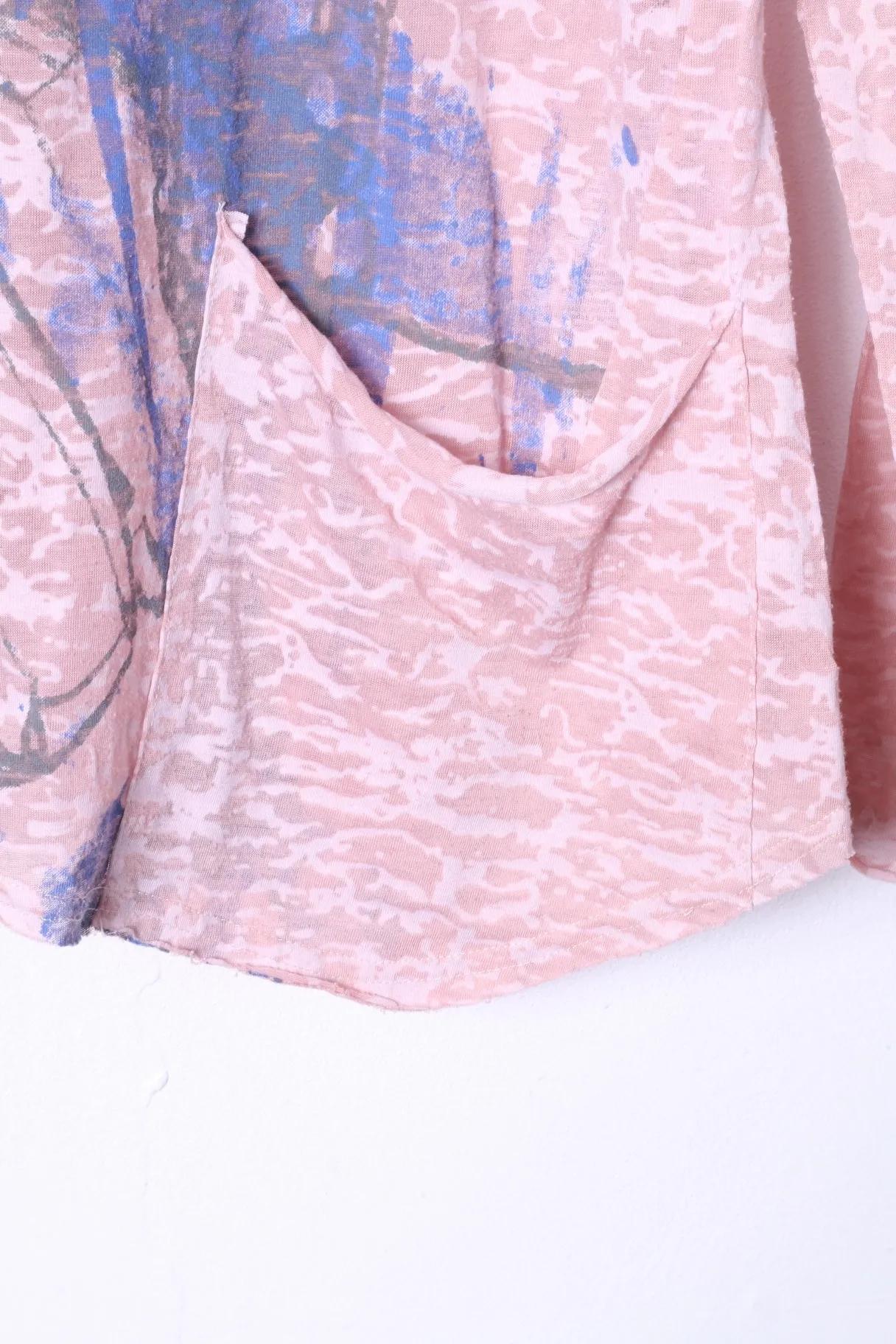 GAS Womens S Long Sleeved Shirt Pink Cotton thin Material Graphic Stretch Top