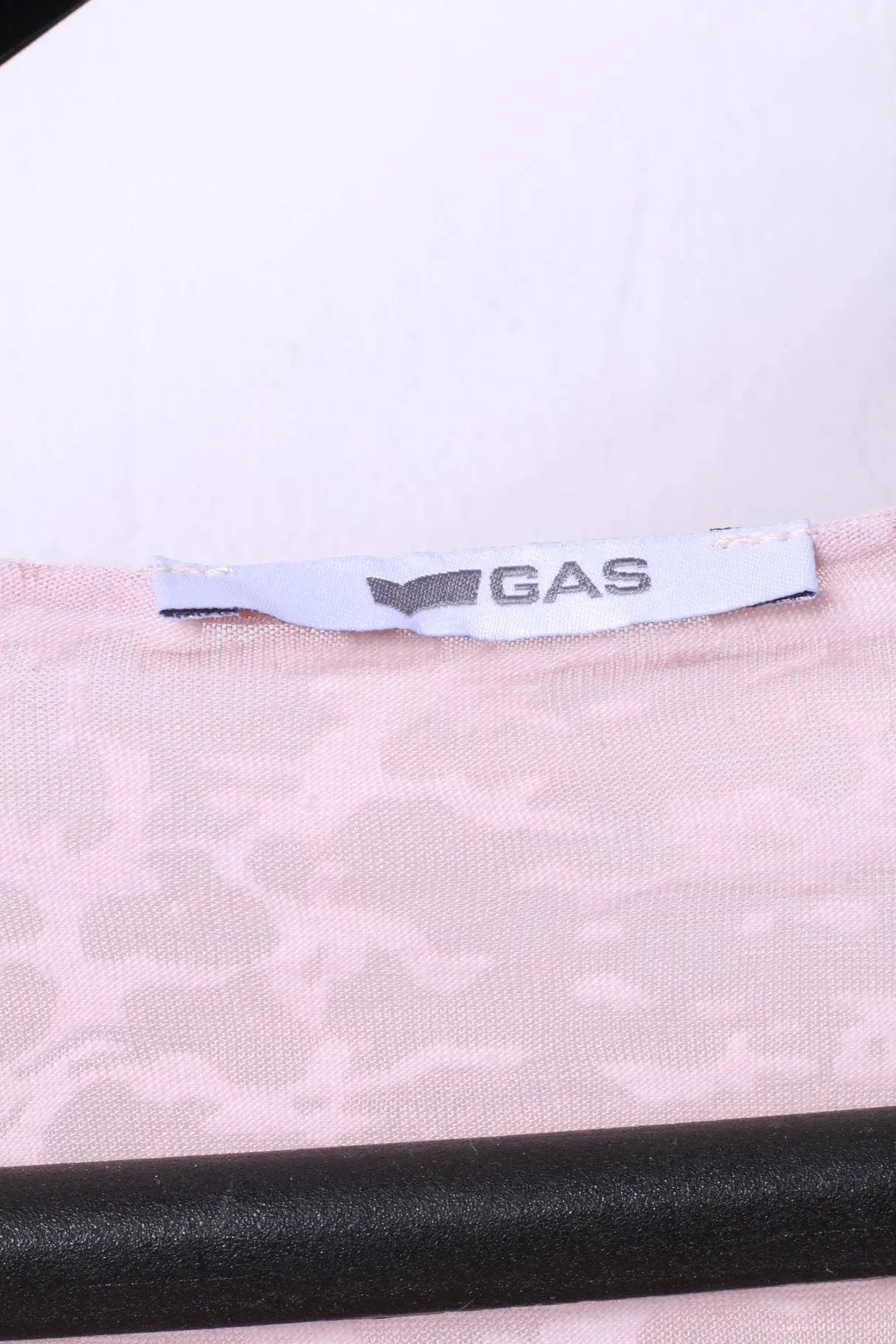 GAS Womens S Long Sleeved Shirt Pink Cotton thin Material Graphic Stretch Top