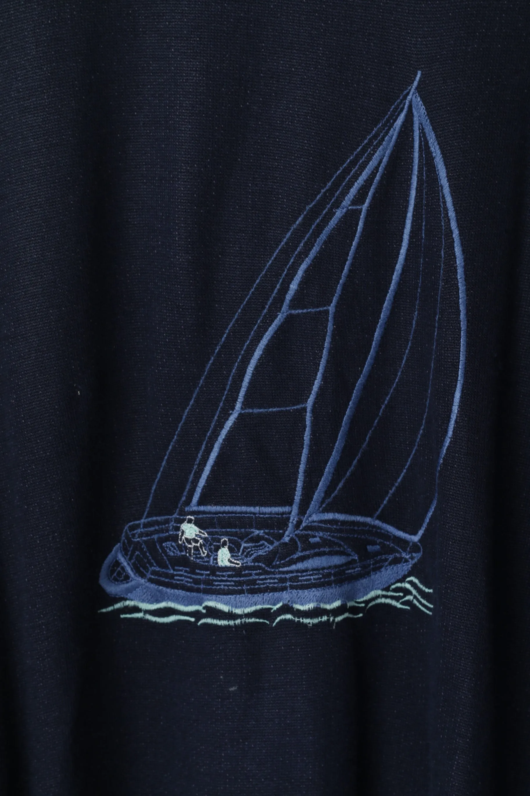 Greenwoods Active Men M Jumper Navy Acrylic Emroidered Crew Neck Sailing Sweater