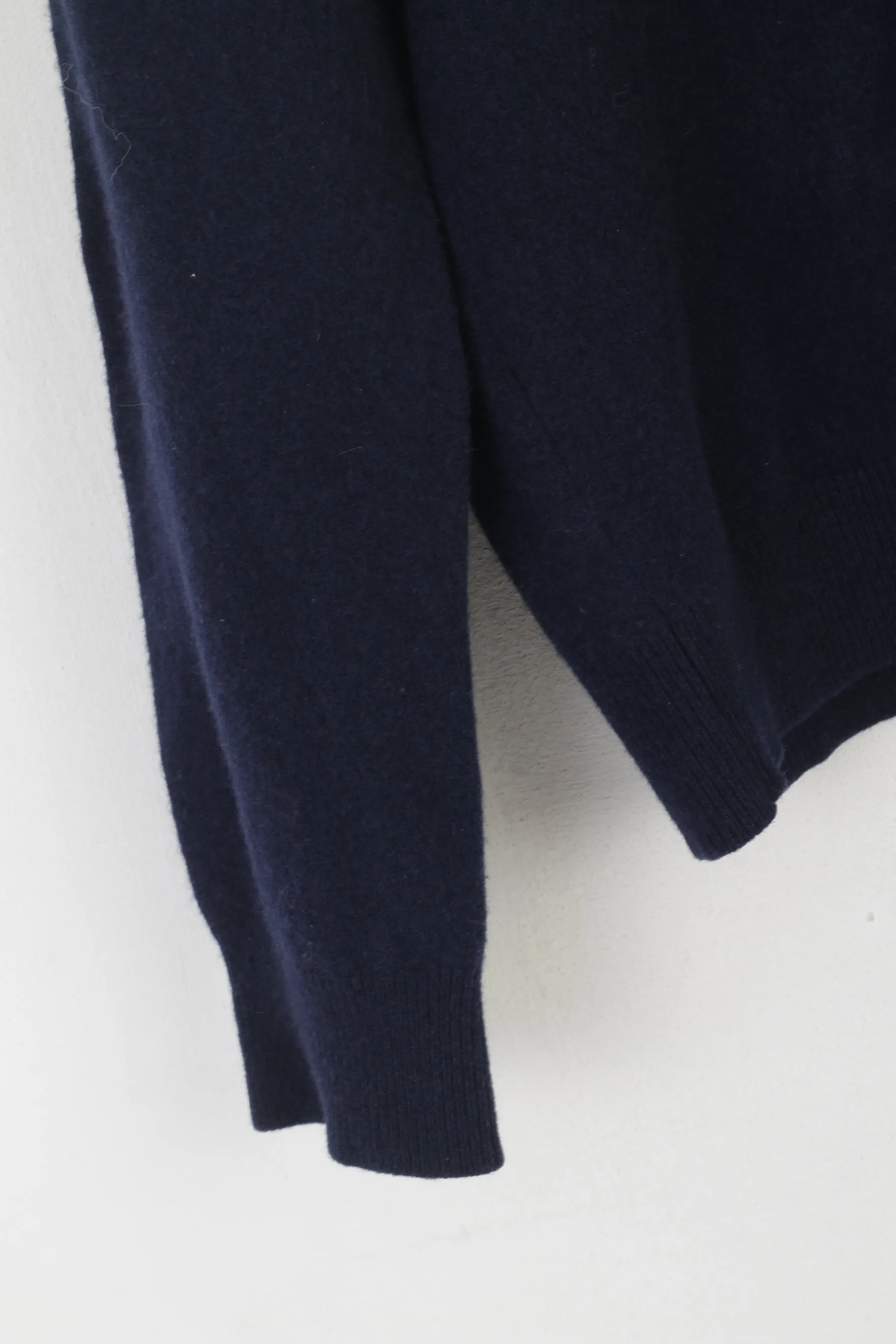 Hackett London Men XXL (XL) Jumper Navy Lambswool Soft Crew Neck Classic Sweater