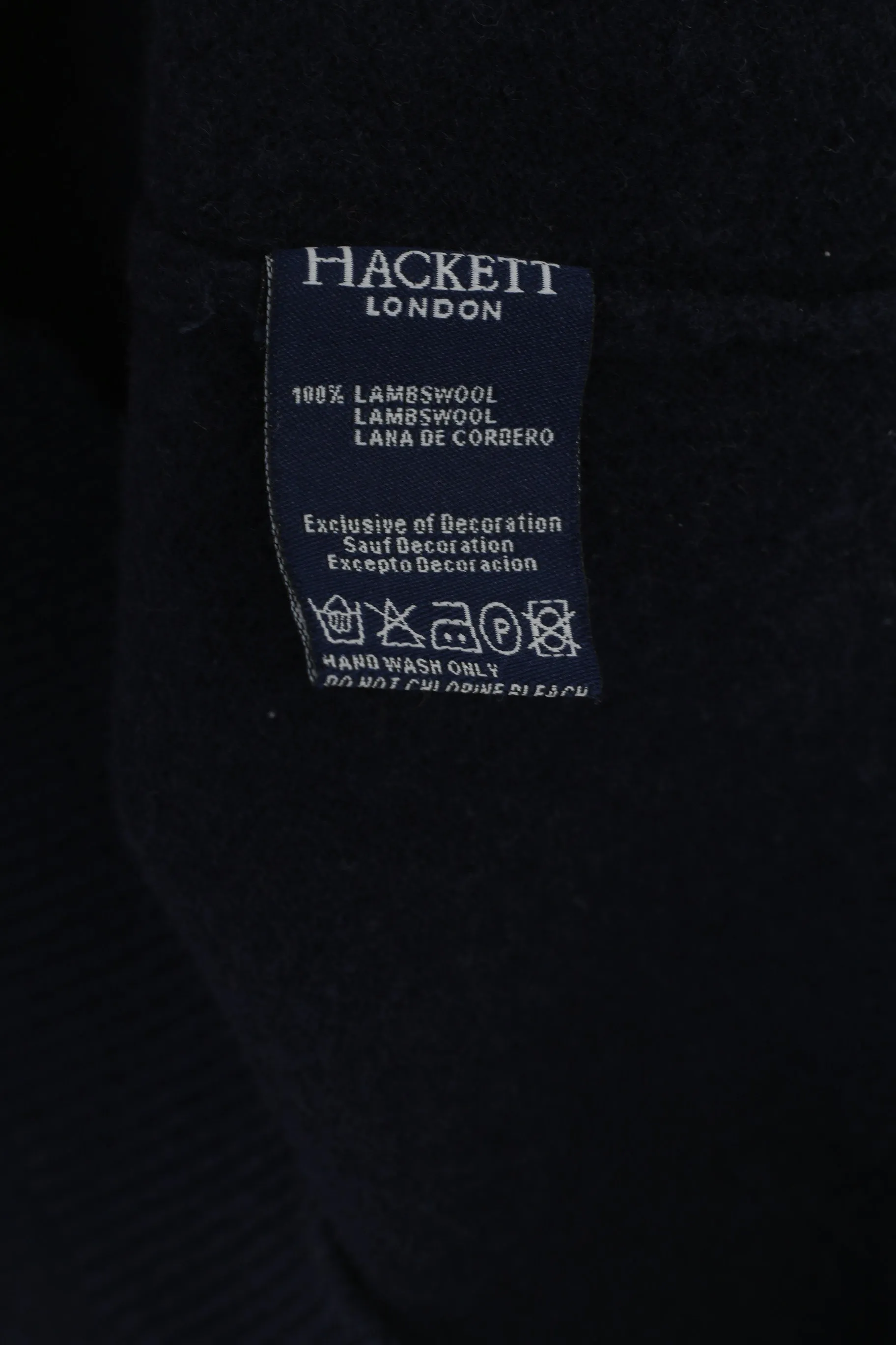 Hackett London Men XXL (XL) Jumper Navy Lambswool Soft Crew Neck Classic Sweater