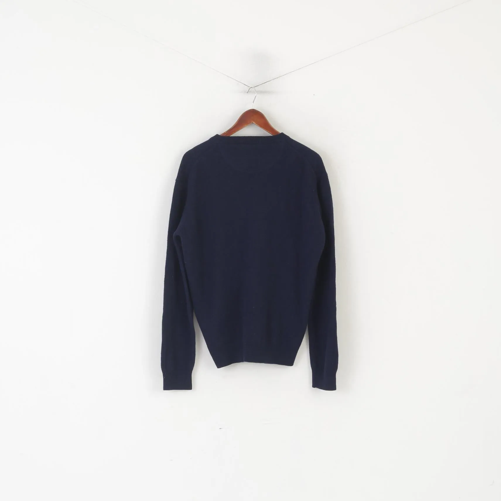 Hackett London Men XXL (XL) Jumper Navy Lambswool Soft Crew Neck Classic Sweater