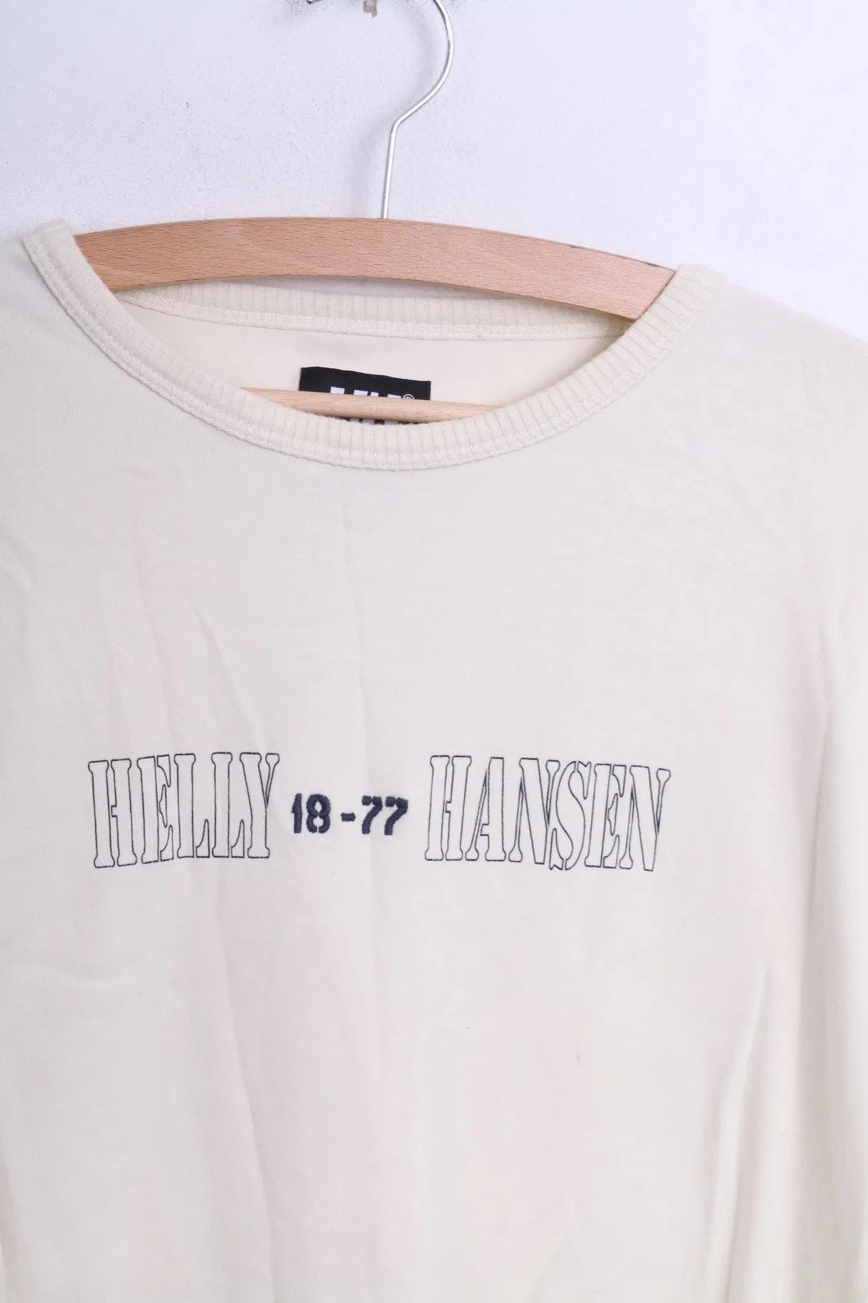 Helly Hansen Mens XL Jumper Sweatshirt Beige Cotton Crew Neck