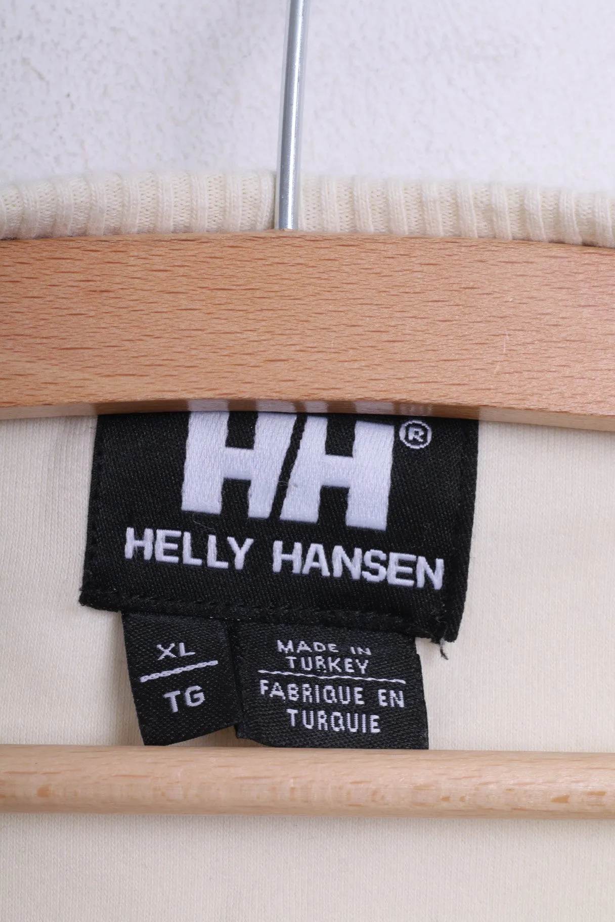 Helly Hansen Mens XL Jumper Sweatshirt Beige Cotton Crew Neck