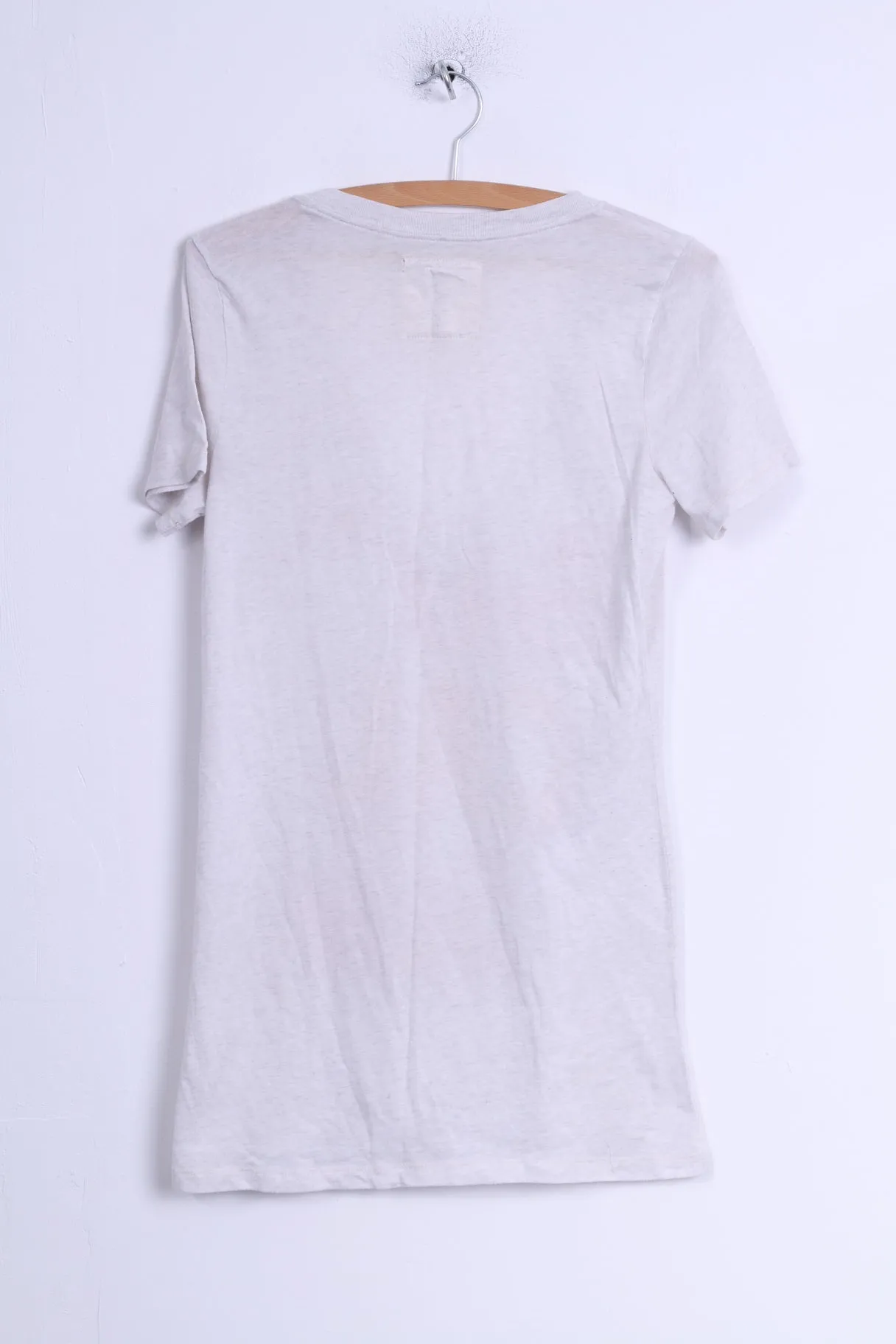 Hollister Womens M Shirt Beige Cotton V Neck Graphic Summer Sun Top