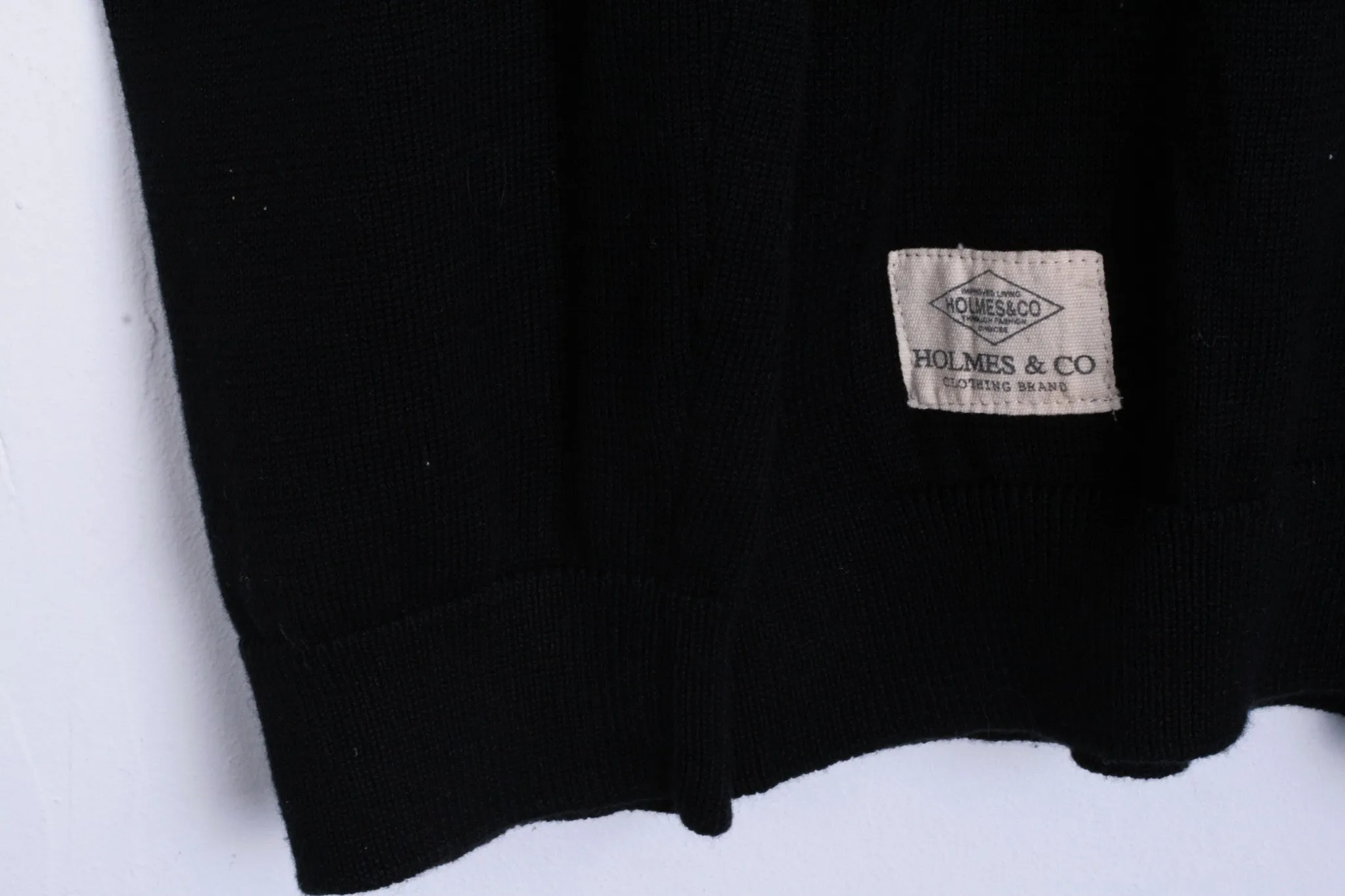 Holmes&Co Garment Mens M Jumper Crew Neck Sweater Cotton Black