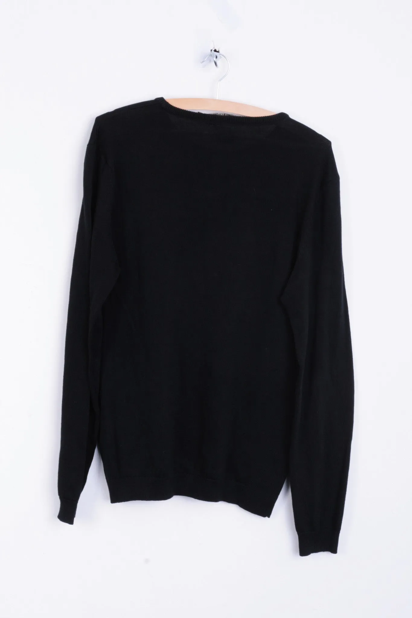 Holmes&Co Garment Mens M Jumper Crew Neck Sweater Cotton Black