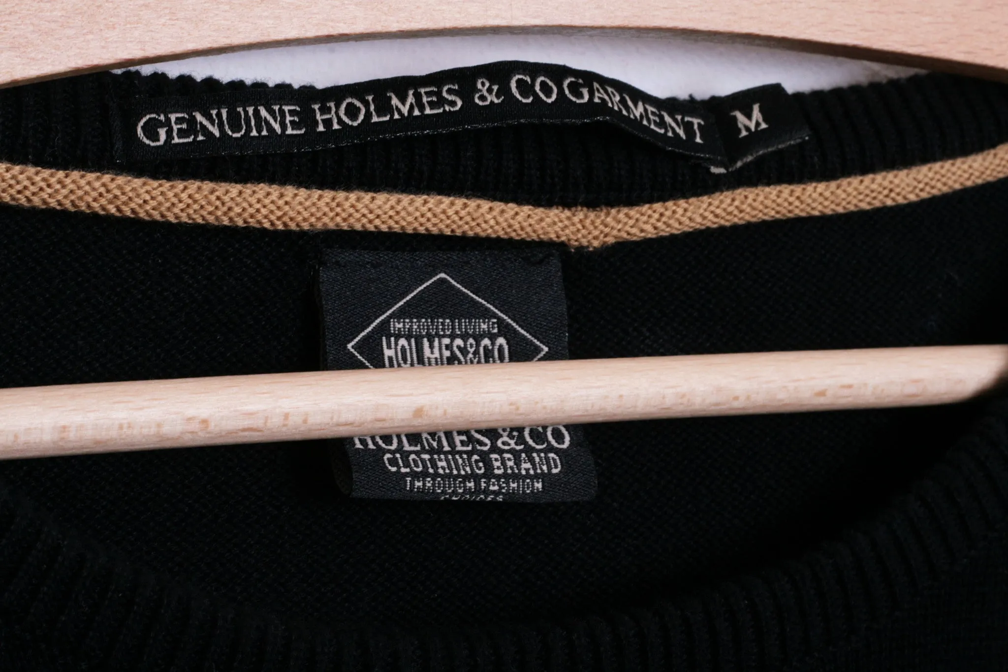 Holmes&Co Garment Mens M Jumper Crew Neck Sweater Cotton Black