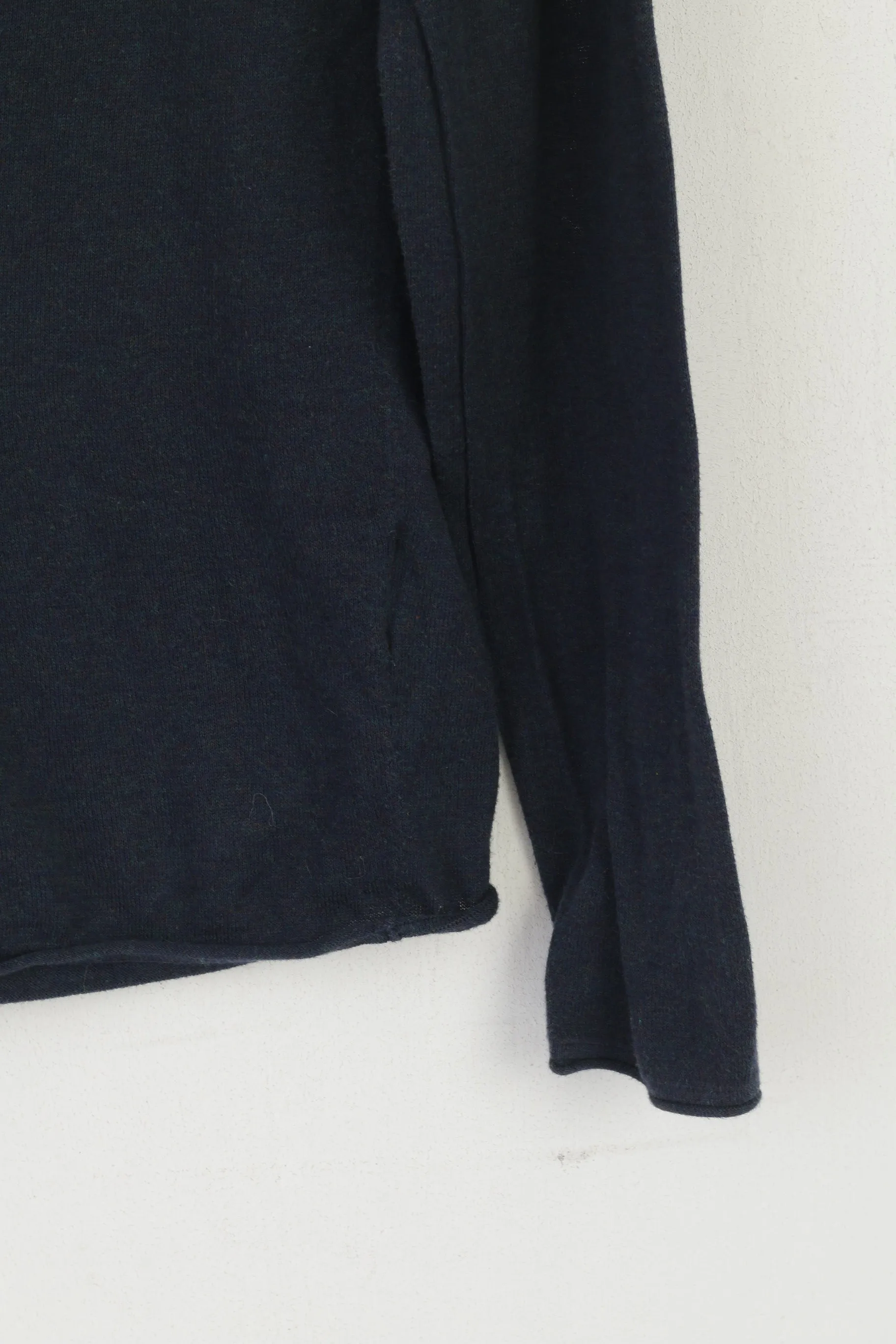 Hugo Boss Men M Jumper Navy Soft Thin Slim Fit Cotton Crew Neck Sweater