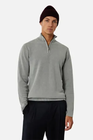 Industrie - The Lakewood Zip Neck Jumper - OD Steel