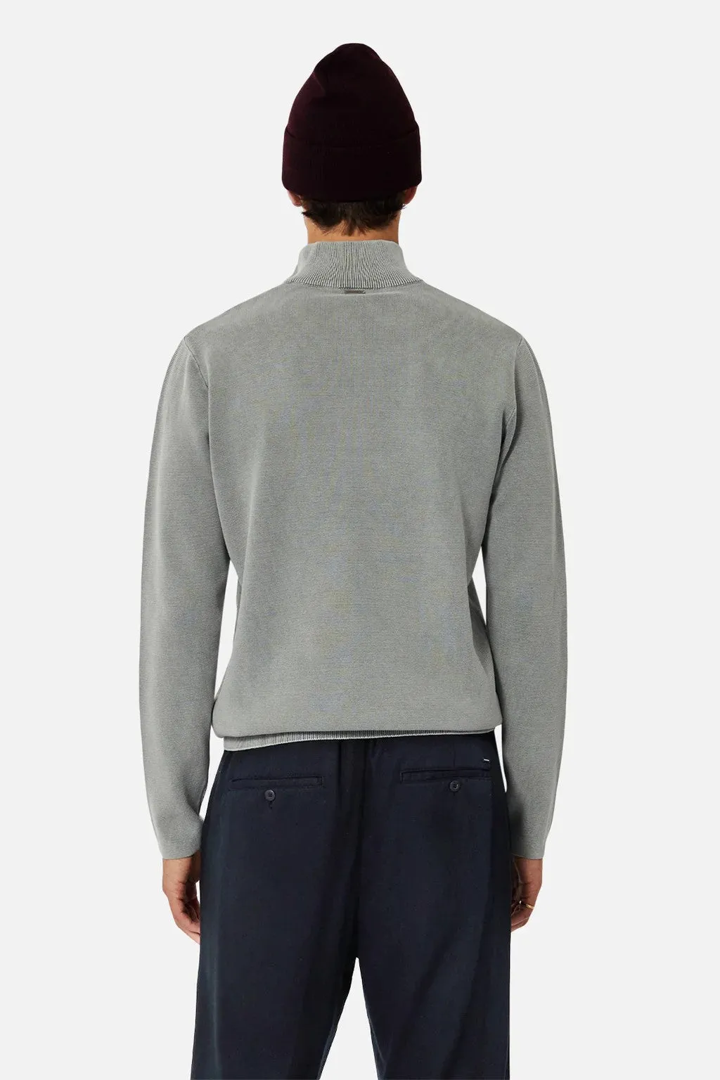 Industrie - The Lakewood Zip Neck Jumper - OD Steel