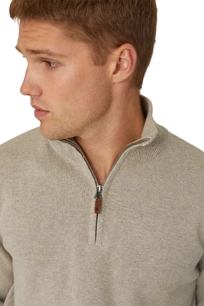 Industrie - The Lakewood Zip Neck Jumper - Wheat