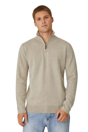 Industrie - The Lakewood Zip Neck Jumper - Wheat