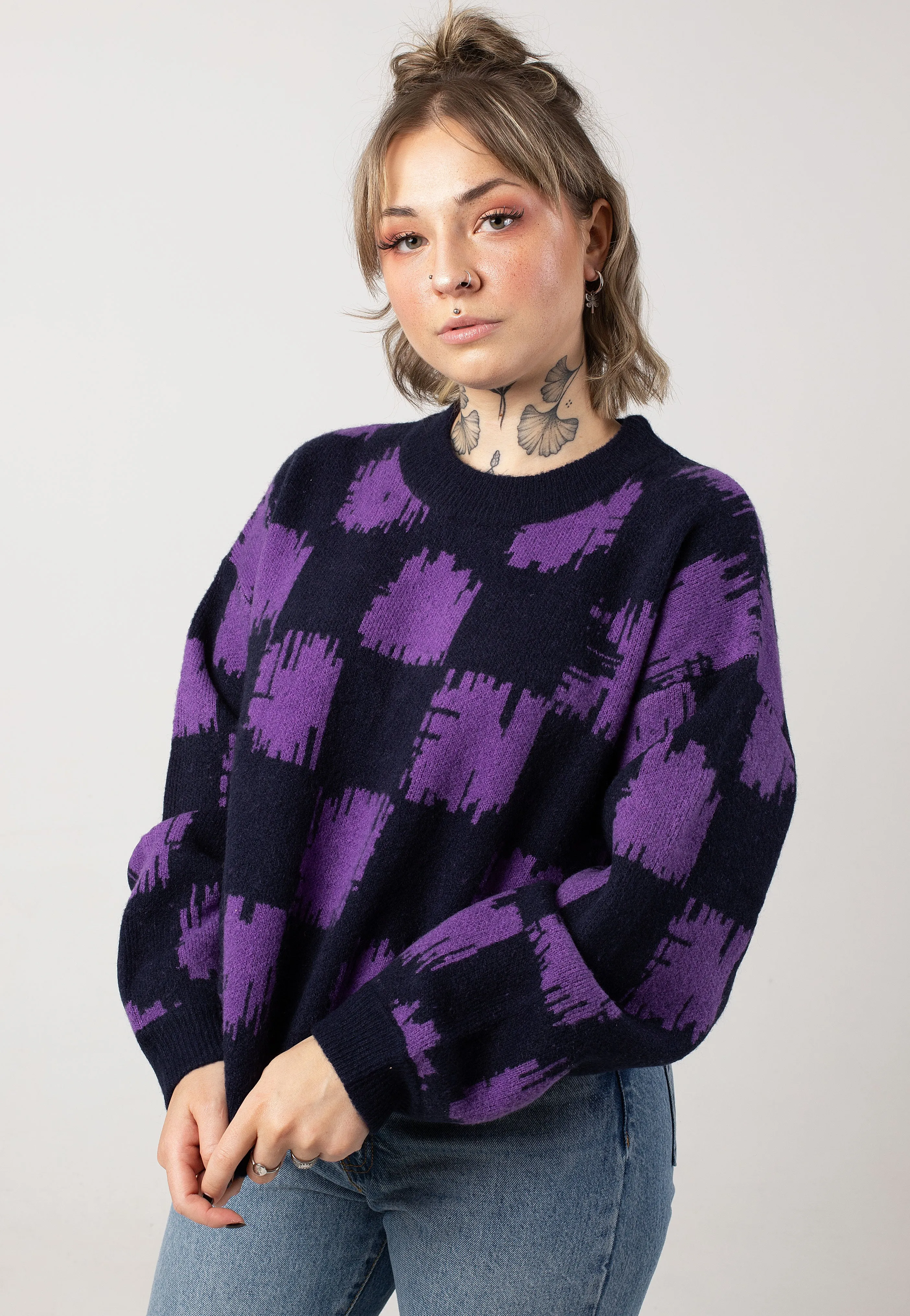 Iriedaily - Boxy Fluff Knit Navy Purple - Pullover