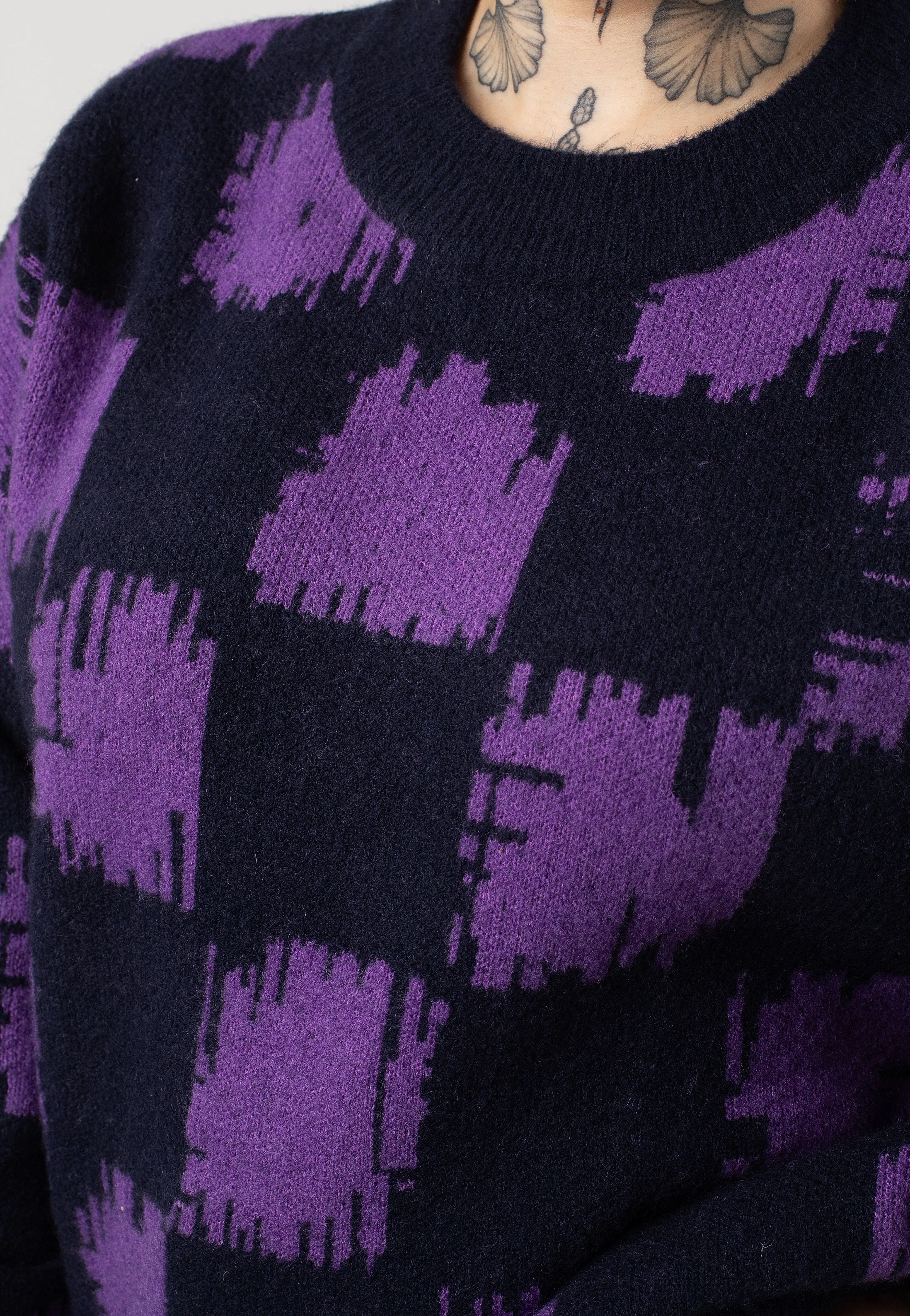 Iriedaily - Boxy Fluff Knit Navy Purple - Pullover