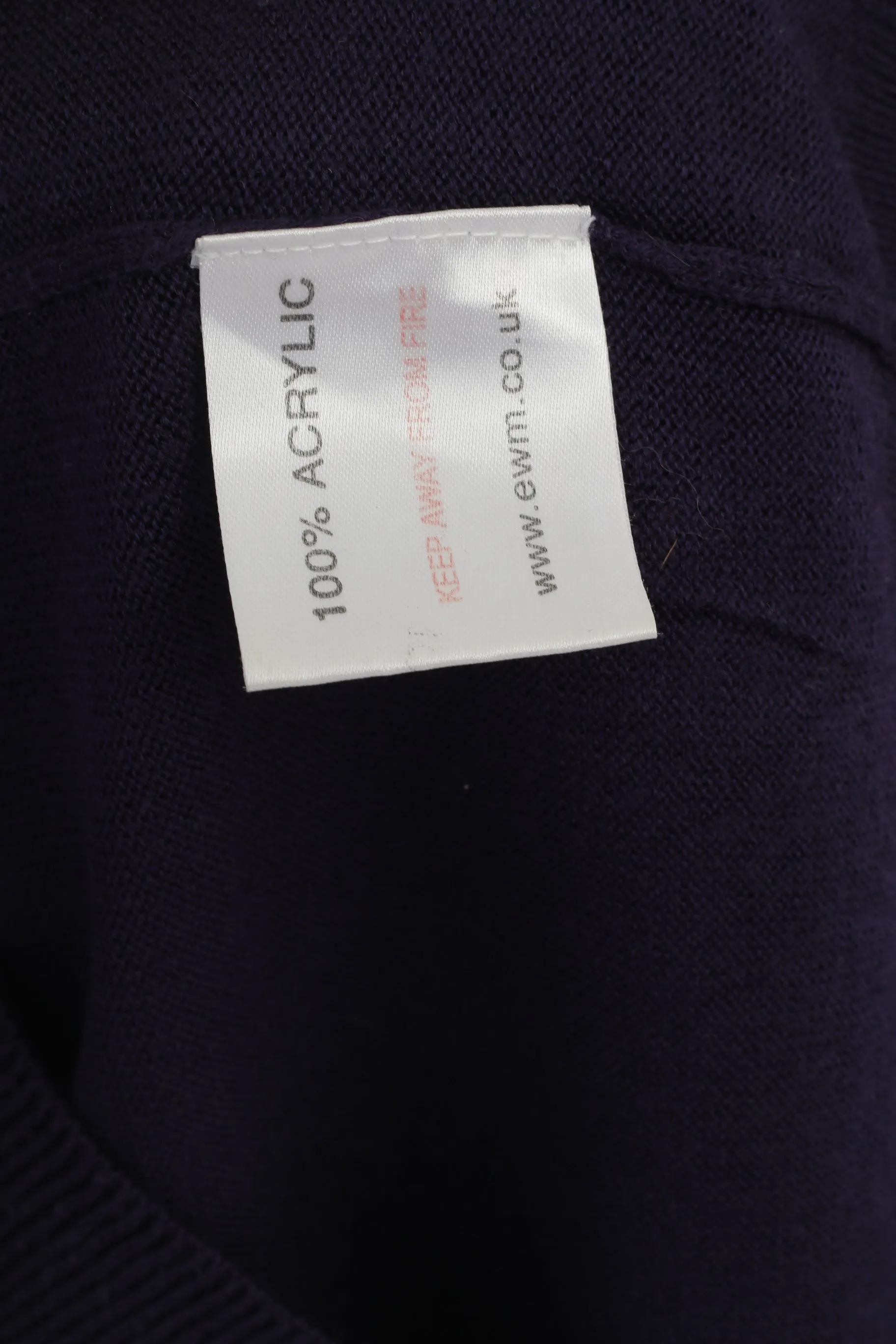 James Pringle Men M Jumper Purple Acrylic Crew Neck Soft Plain Sweater