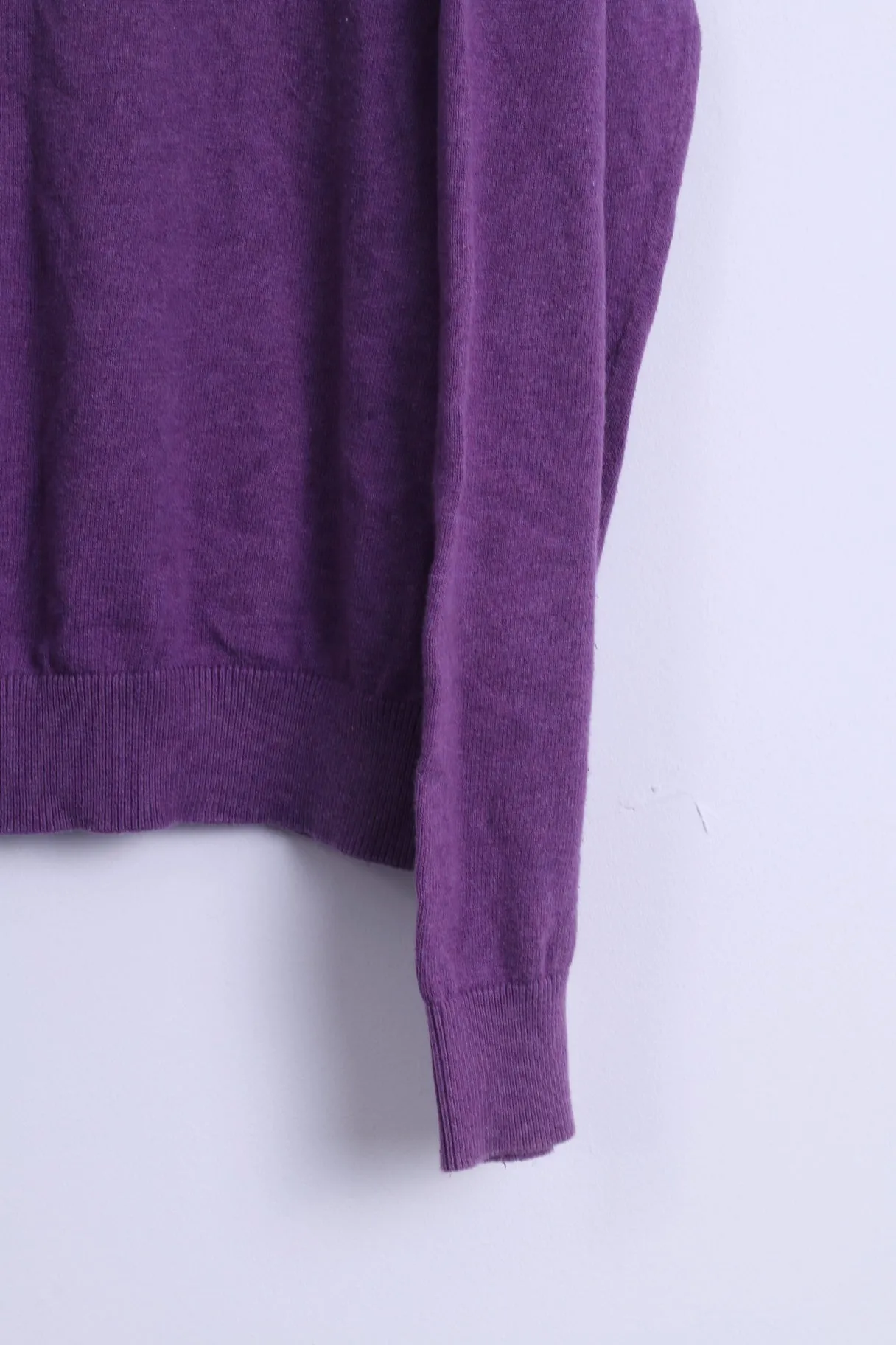 James Pringle Mens L Jumper Purple Crew Neck Cotton Plain Stretch Sweater