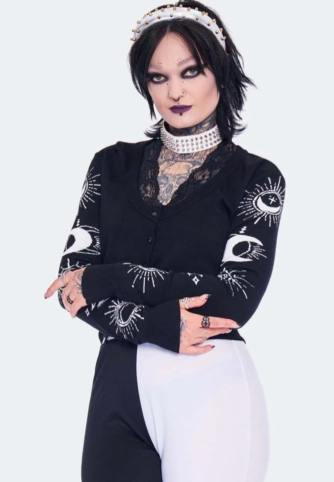 Jawbreaker - Moon Embroidered Lace Trim Black - Cardigan
