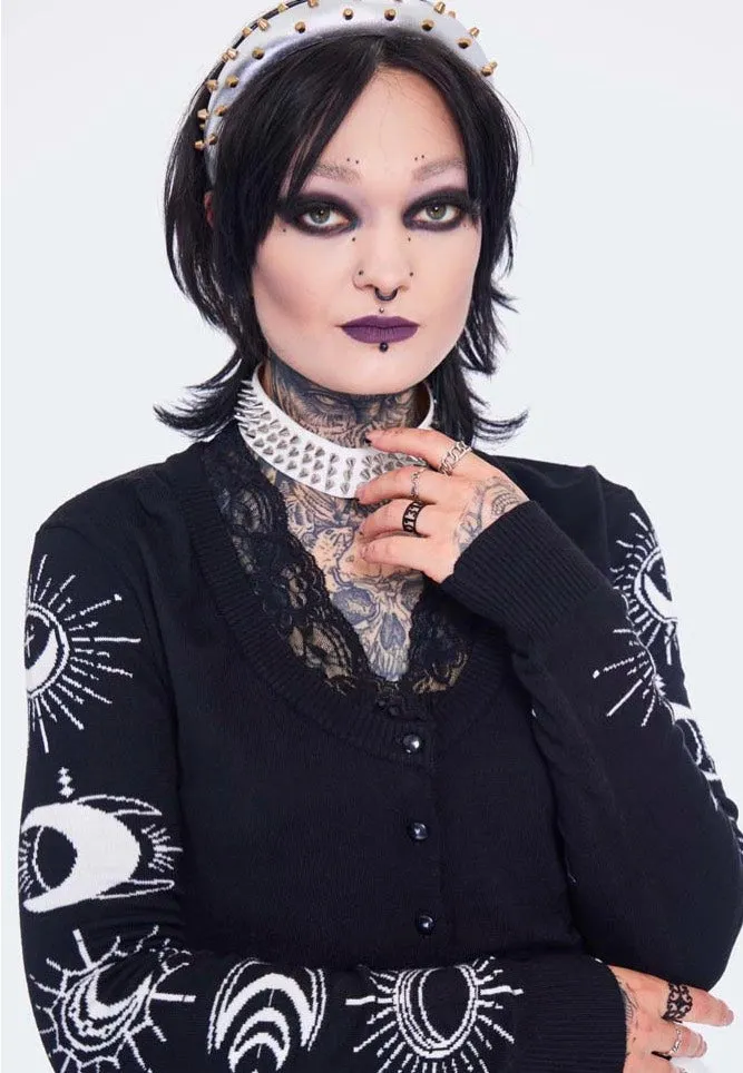 Jawbreaker - Moon Embroidered Lace Trim Black - Cardigan