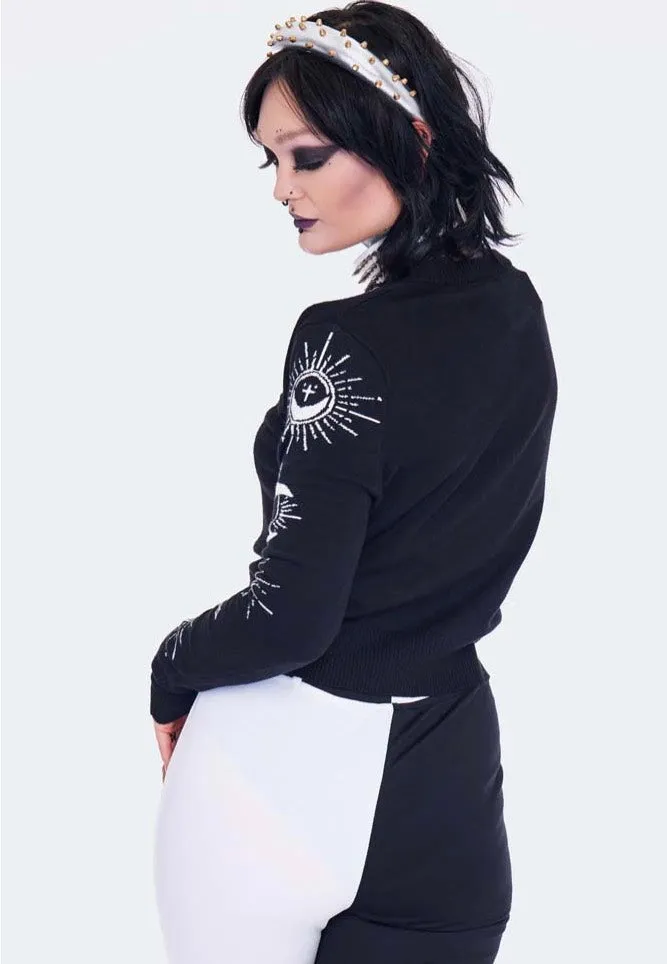 Jawbreaker - Moon Embroidered Lace Trim Black - Cardigan