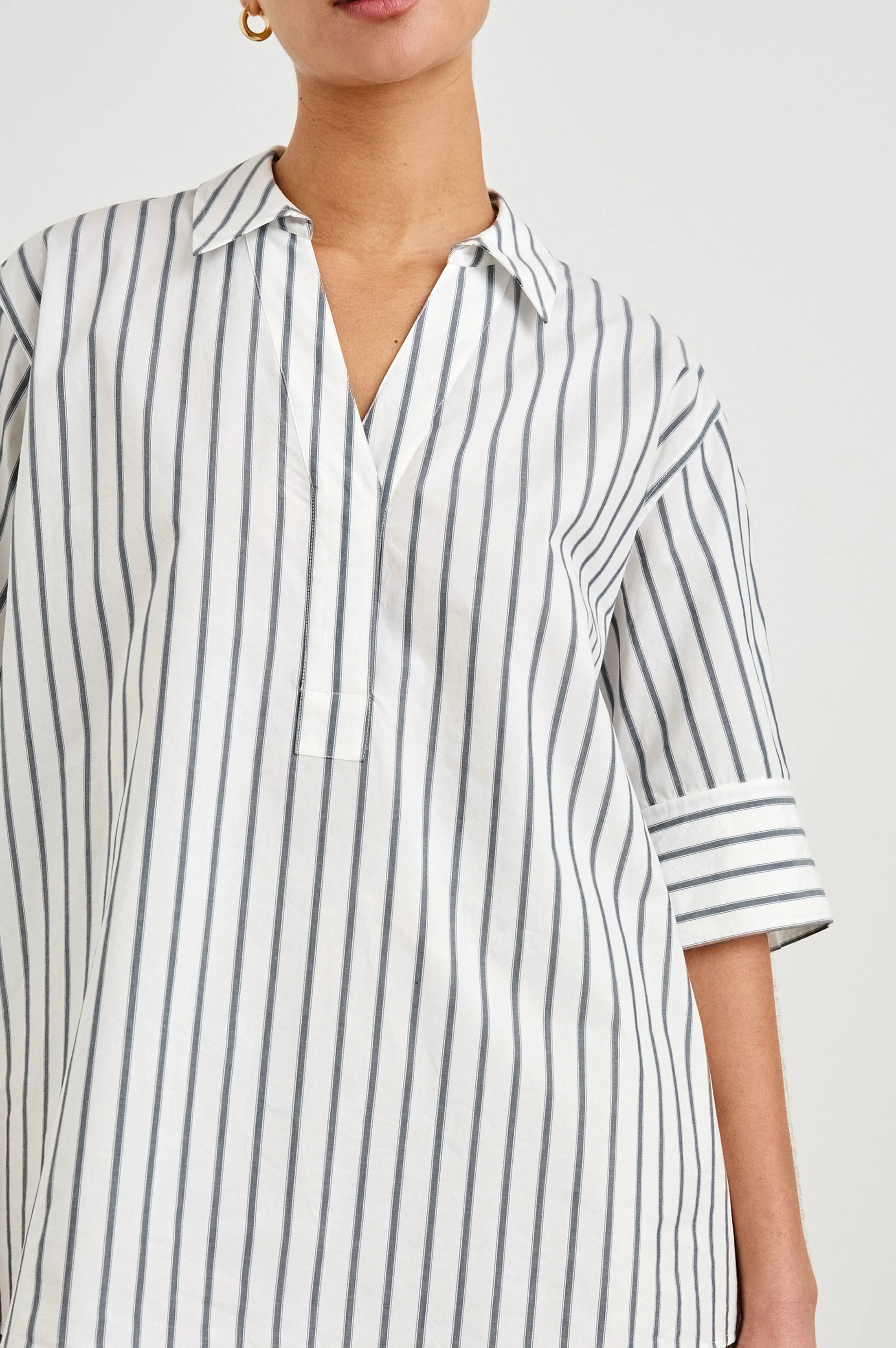JUDA TOP - CHALK SLATE STRIPE Rails