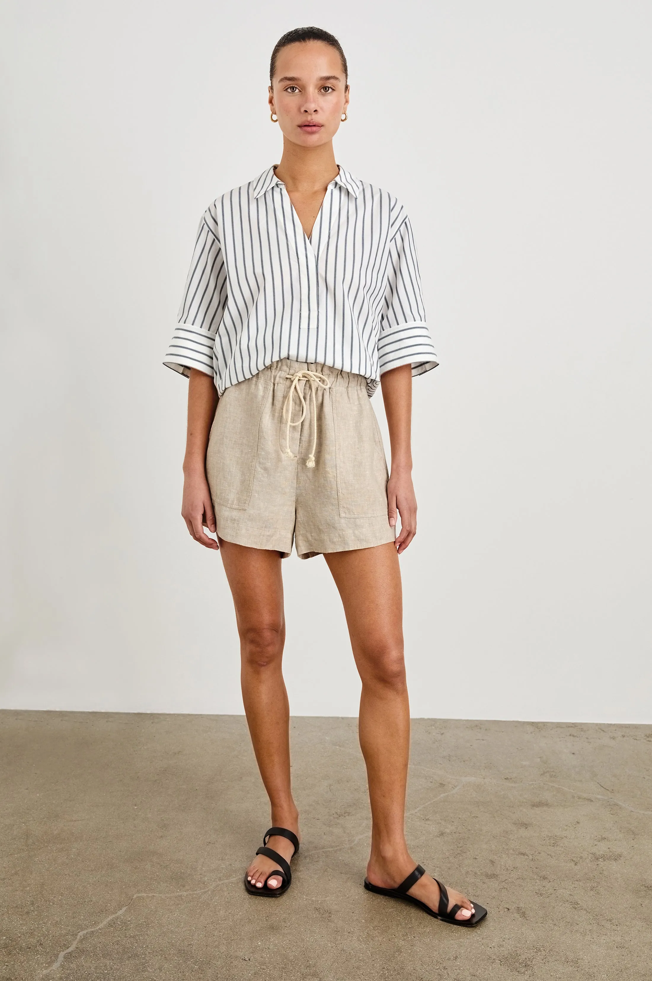 JUDA TOP - CHALK SLATE STRIPE Rails